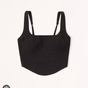 NWOT - Abercrombie & Fitch - Black Linen Blend Corset Top - Size Small